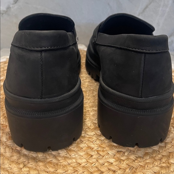 Patina Portland Leather Zoe Chunky Preppy Loafer Black Suede Size 9 - Picture 5 of 6